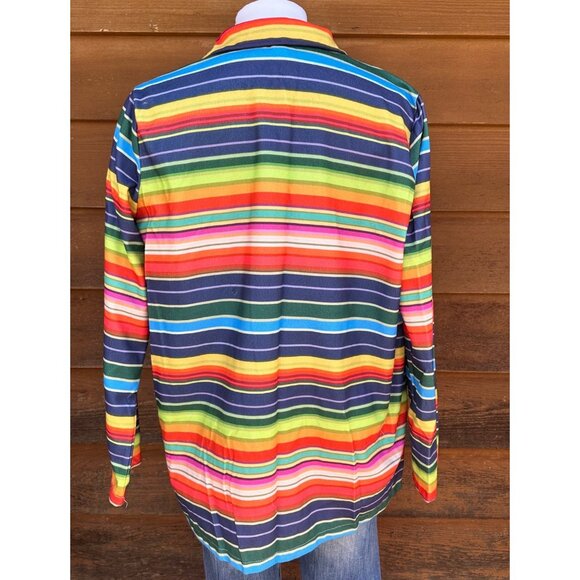 Miss Look Colorful Striped Lightweight Spring Rainbow Blazer Size 2XL - Picture 4 of 11